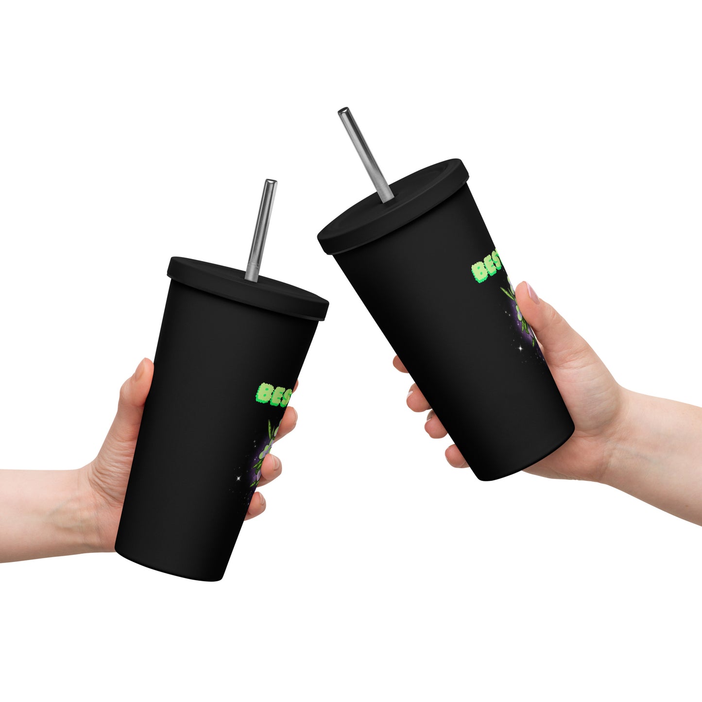 Best Buds Insulated tumbler with a straw